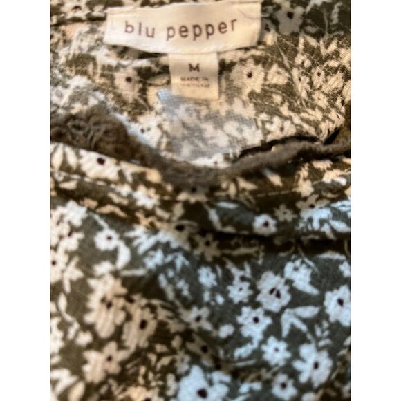 Blu Pepper Anthropologie Cottagecore Green/White Floral Casual Sundress/Tunic M - Picture 2 of 6